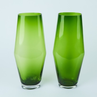 A Pair of Emerald Green Vases