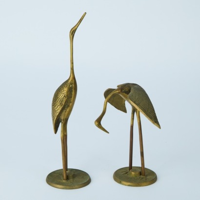 A Pair of Vintage Brass Cranes