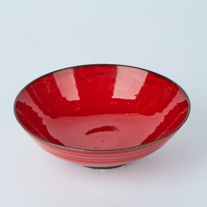 A Len Castle Red Alkaline Bowl