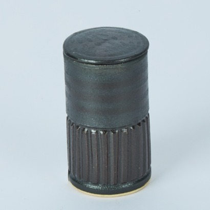 An Anneke Borren Cylindrical Lidded Trinket Box in an Ironman Black Finish