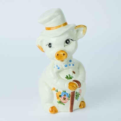 A Vintage Italian Hand Painted Ceramic Pig Money Box