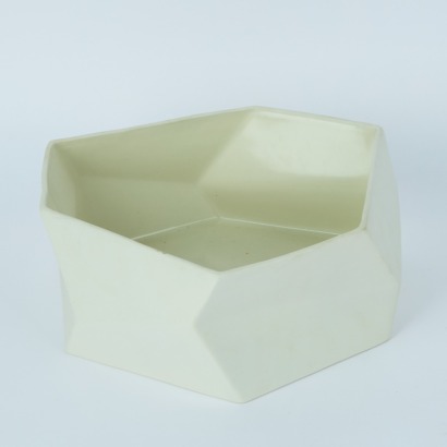 A White Ceramic Habitat Faceted Planter