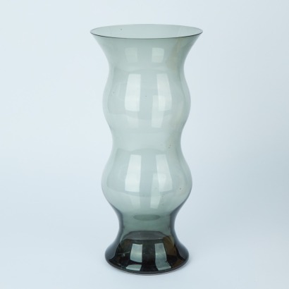 A Tall Wavey Smoked Glass Vase