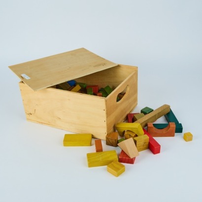 A Box of Wooden Toy Blocks