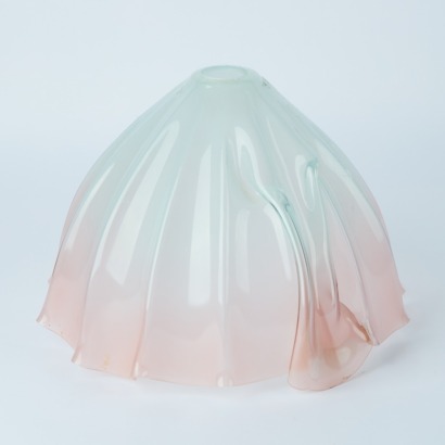 A Large 1920s Hand Blown Glass Handkerchief Pendant Shade