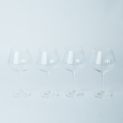 A Set of Four F2D Fluted Red Wine Glasses