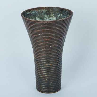 A Ribbed Alloy Flare Vase