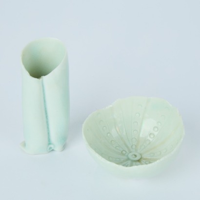 A Pair of Petite Folded Porcelain Pieces