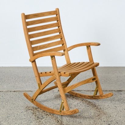 A Trip Trap Selandia Teak & Brass Rocking Chair