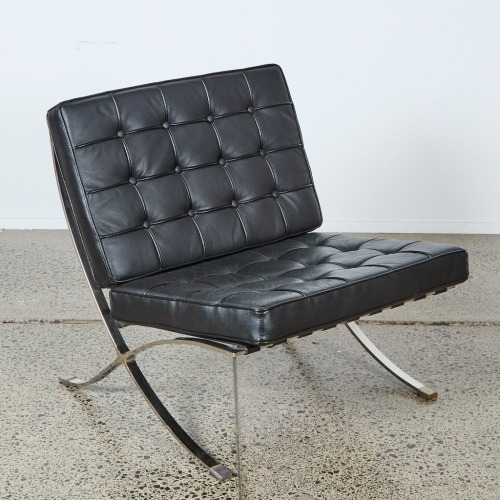 A Leather Barcelona Style Chair