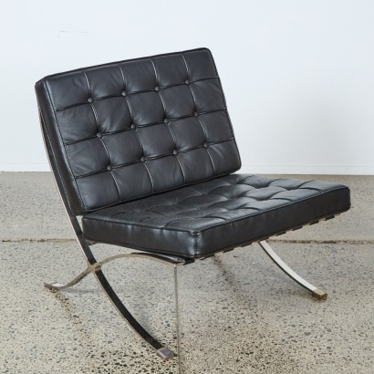 A Leather Barcelona Style Chair