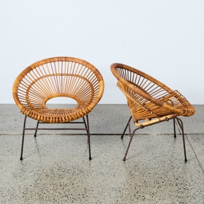 A Pair of 1950s French Rattan Chairs