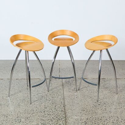 A Set of Three Magis Lyre Barstools Italy