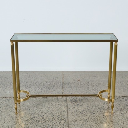 A Vintage Brass and Glass Console Table