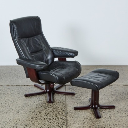 A Nordic Leather Recliner and Ottoman From IMG