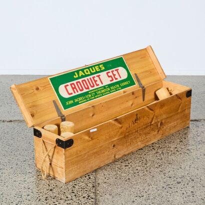 A Vintage Jaques Wooden Croquet Set
