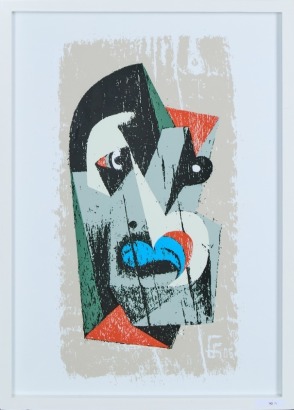 A Fane Flaws Blue Tongued Tiki Reproduction Print