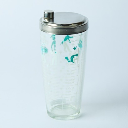 A Mid-Century Glass Cocktail Shaker with Cocktail Recipes