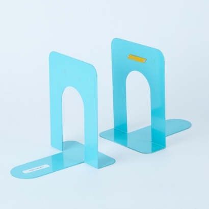 A Pair of Retro Blue Metal Bookends by Carl Japan