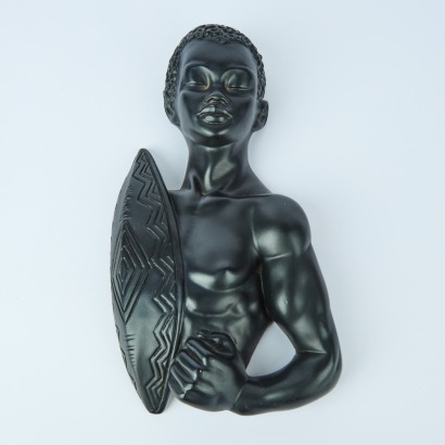 A Mid-Century Chalkware African Warrior Bust