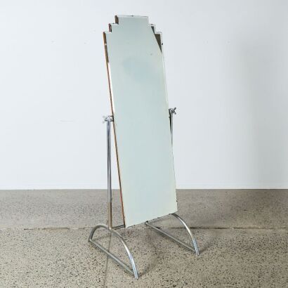 An Art Deco Chrome Free-Standing Mirror