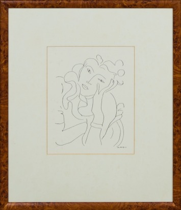 A Vintage Henri Matisse La Fleur Reproduction Print in Burr Frame