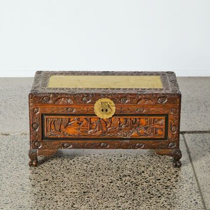 A Chinese 20th Century Camphor Wood 'Florals' Book Chest