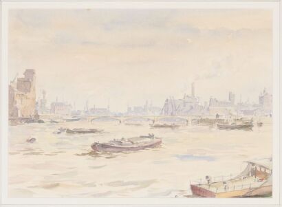 PETER BROWN Barges on the Thames