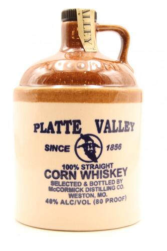 (1) McCormick Platte Valley Straight Corn Whiskey, Missouri in ceramic jug, Circa 60-70s