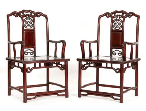 A Pair of Chinese Rosewood Armchairs