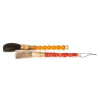 A Chinese Coral Brush & an Amber Brush