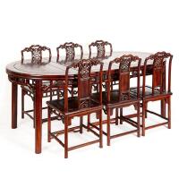 A Chinese Rosewood Oval Table, Six Chairs