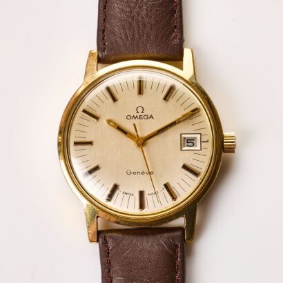 Gold Plated / Stainless Steel, 34.5mm OMEGA Geneve Hand-wound Wristwatch, circa 1970