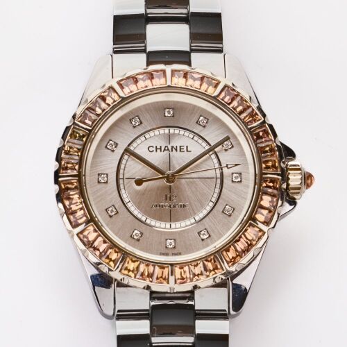 Titanium-Ceramic, 38mm Chanel, J12 Chronomatic Cognac Sapphire Wristwatch, circa 2012