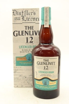 (1) The Glenlivet The Original Stories 'Licensed Dram' 12 Year Old Single Malt Scotch Whisky, 48% ABV (GB)