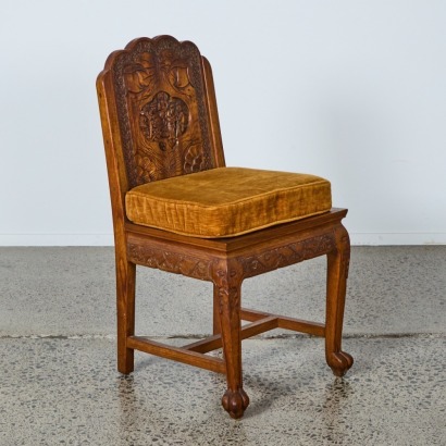 A Chinese Carved Floral Hardwood Chair