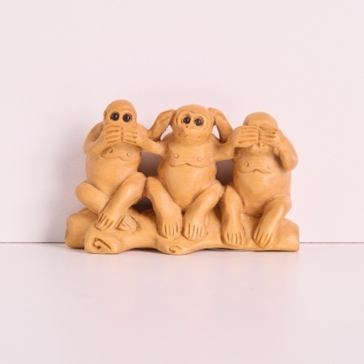 A Wood Netsuke of Three Monkies, Japan