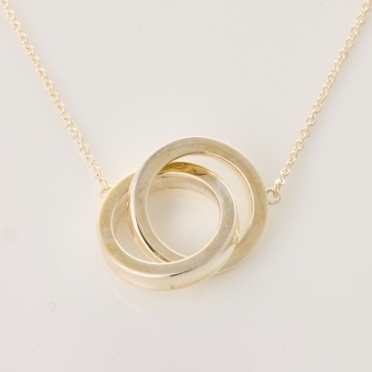 Tiffany & Co., 1837 Sterling Silver Interlocking Circles Necklace with Box