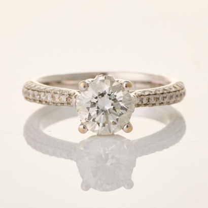 18ct White Gold, .90ct /.47ct Diamond Ring, GIA Certified