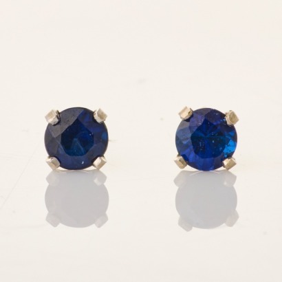 14ct White Gold, 3.50mm Blue Sapphire Stud Earrings