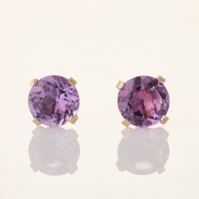 14ct White Gold, 5.0mm Amethyst Stud Earrings