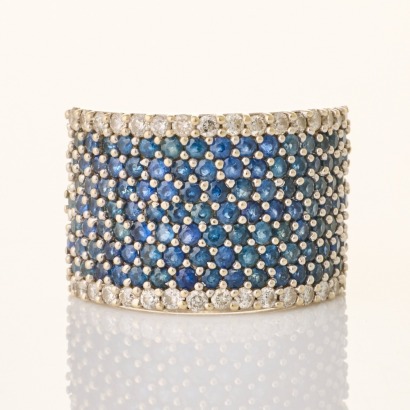 14ct White Gold, 2.20ct Sapphire / .55ct Diamond Dress Ring