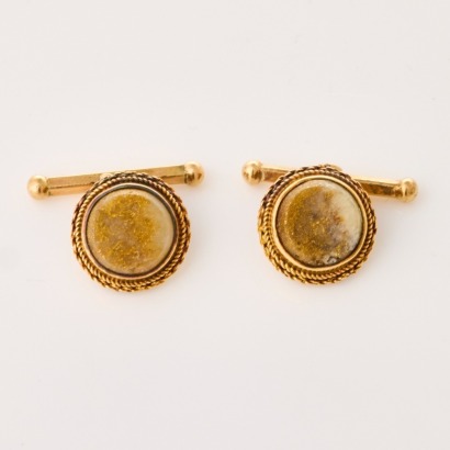 9ct Yellow Gold, Vintage, Quartz Stone Cufflinks