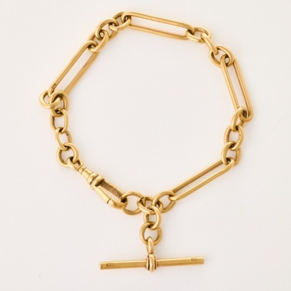9ct Yellow Gold, 21cm Fob Chain Bracelet