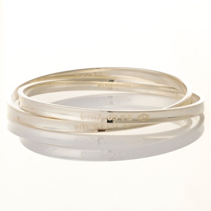 Tiffany & Co., 1837 Sterling Silver Interlocking Circles Bangle with Box