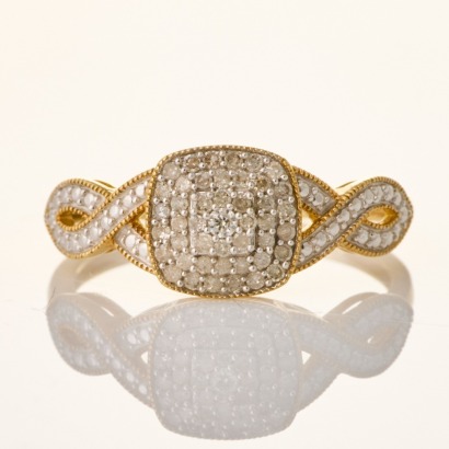 9ct Yellow Gold, .15ct Diamond Cluster Ring