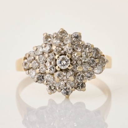 14ct Yellow Gold, Estate, 1.00ct Diamond Cluster Ring