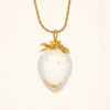 Donald Pollard Steuben, 18ct Yellow Gold, Strawberry Crystal Pendant / 14ct Yellow Gold Chain