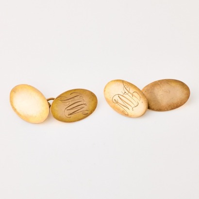 9ct Yellow Gold, Vintage, Hand Engraved Cufflinks