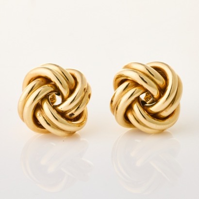 9ct Yellow Gold, Hollow, 13mm Knot Earrings
